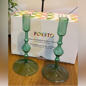 Poketo Candlesticks-Set of 2, Green